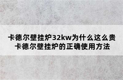 卡德尔壁挂炉32kw为什么这么贵 卡德尔壁挂炉的正确使用方法